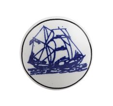 Blue Yatch Ceramic Floral Drawer Knob